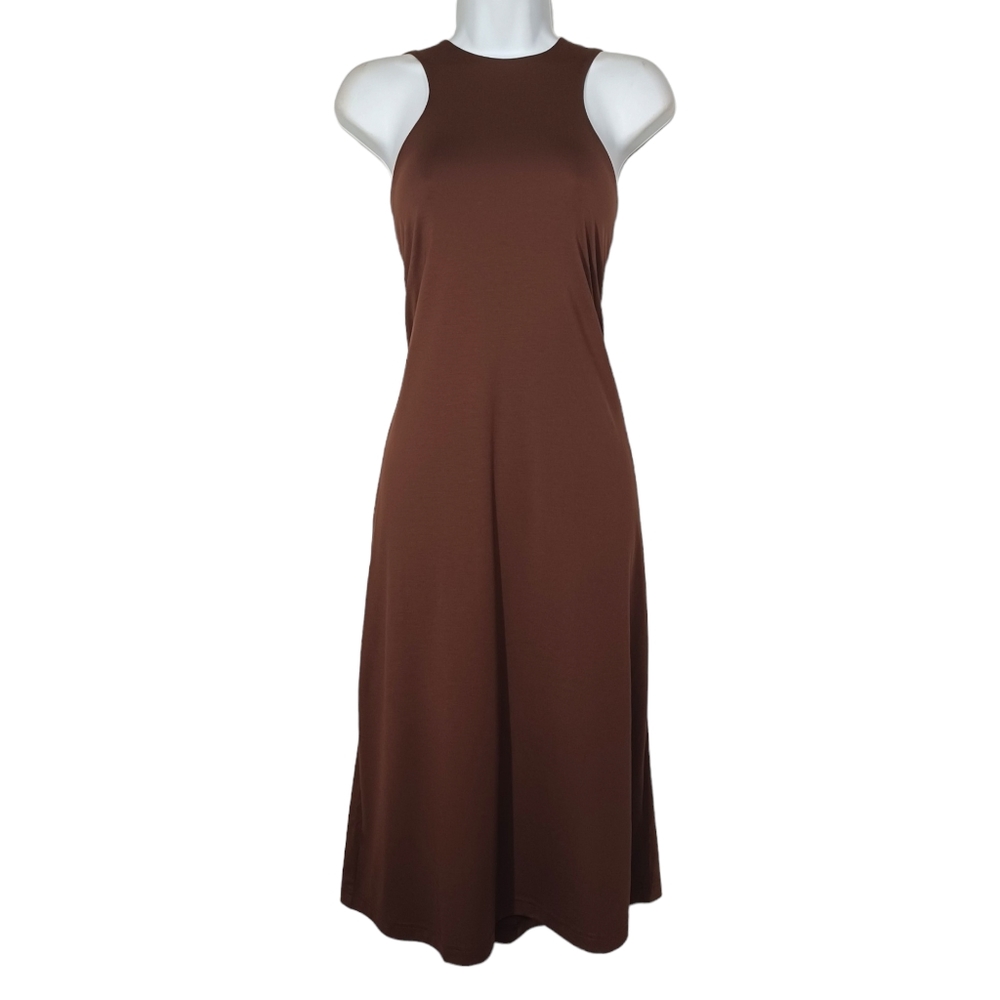 BANANA REPUBLIC Brown Sleeveless Lined A-Line Midi Dress Medium NWT